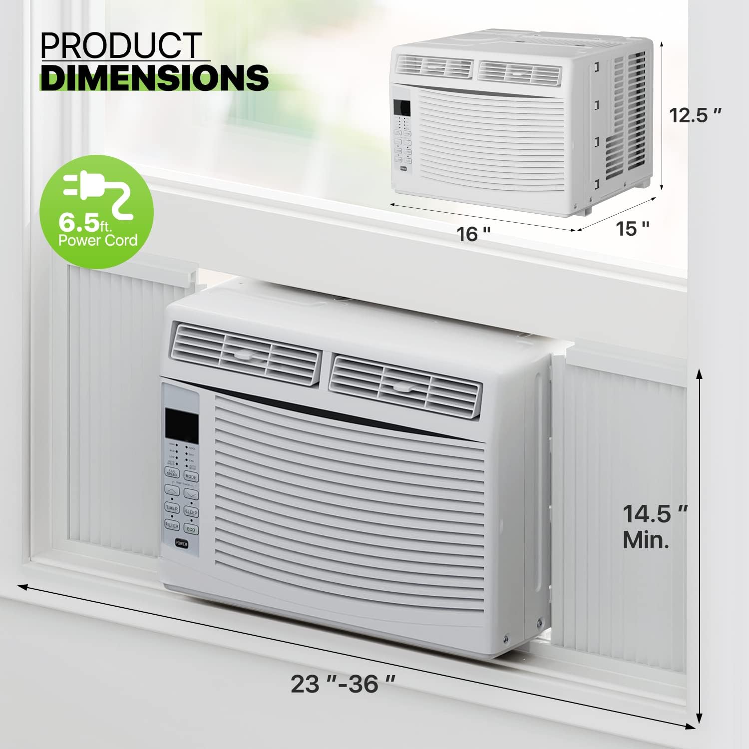 6000 BTU White Window Air Conditioner with Remote Control