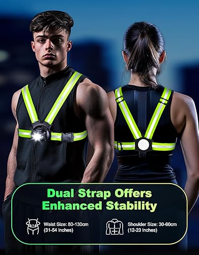 Miniatura 6 de Luces de correr para corredores, 500 lúmenes de luz de correr con inclinación ajustable de 45, chaleco reflectante de 360 y equipo de seguridad
