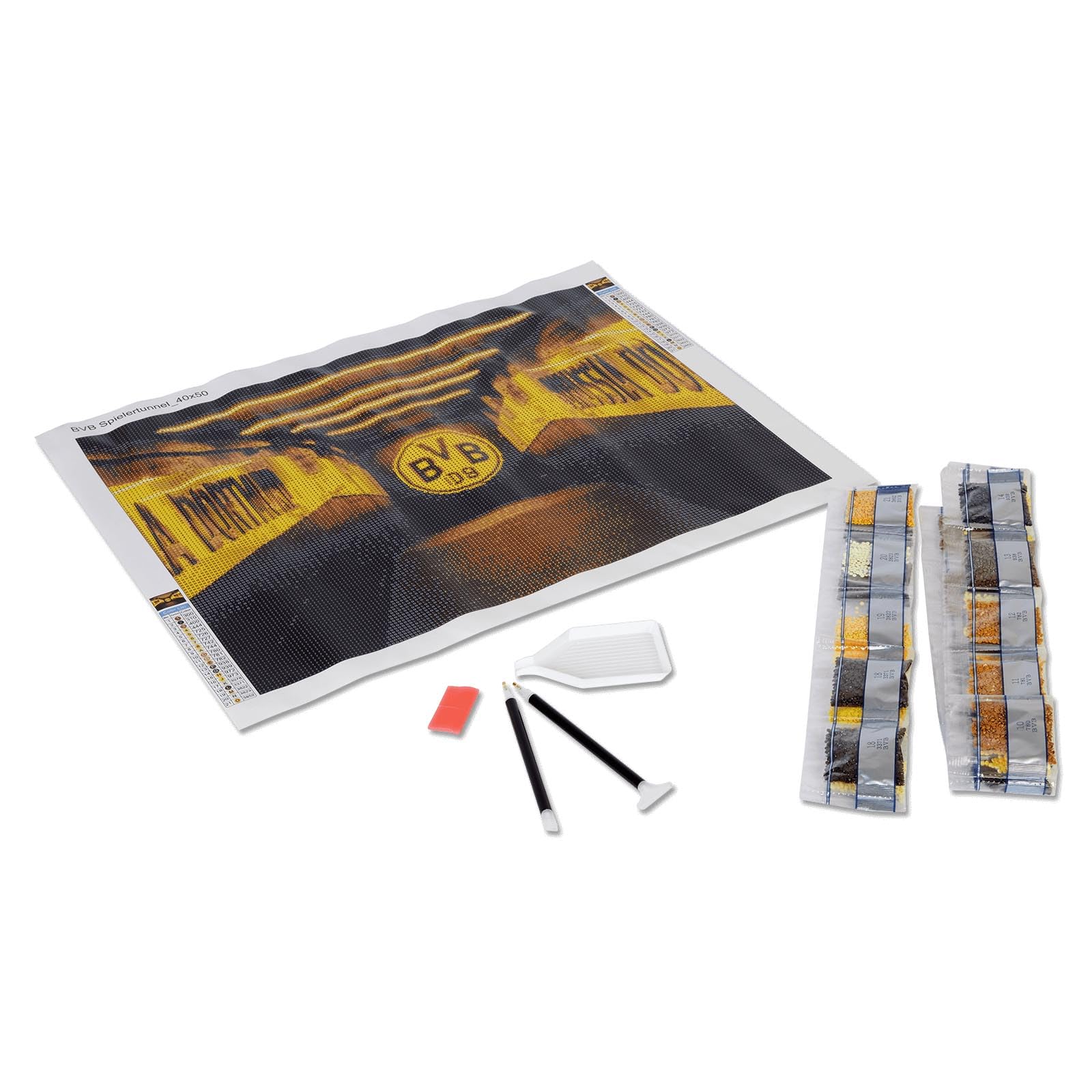 BVB Diamand Painting, Stadiontunnel, schwarzgelb, 40x50 cm, Signal Iduna Park, Stickerei, Malerei