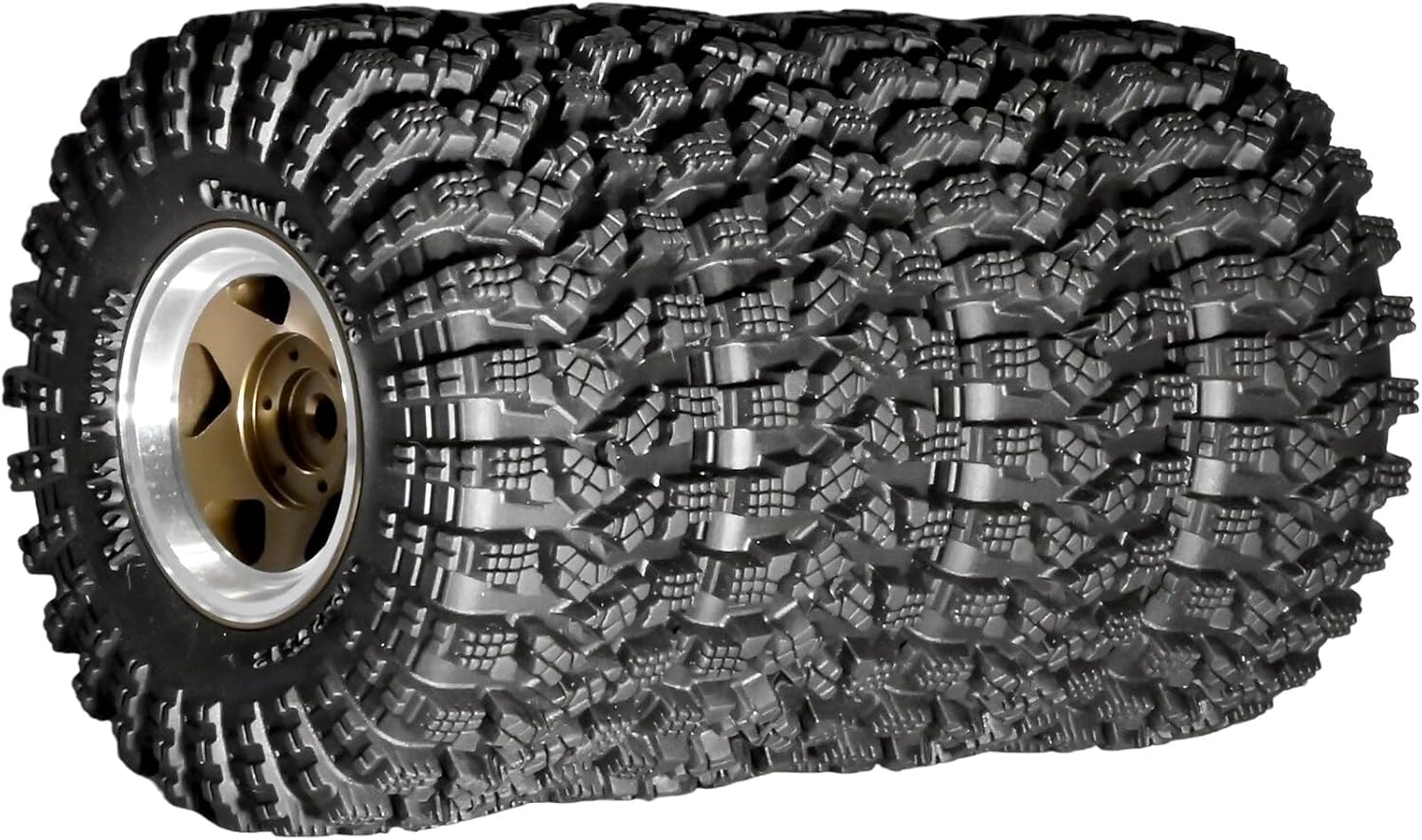 1.3” Beadlock Wheel Tires Set 70 * 26mm Aluminum Wheel Rims Super Large Soft Mud Terrain Off-Road Tires for 1/18 1/24 RC Crawler Car SCX24 Axial AX24 FMS FCX24 TRX4M Upgrade RC Car（4 Pcs） Blonze