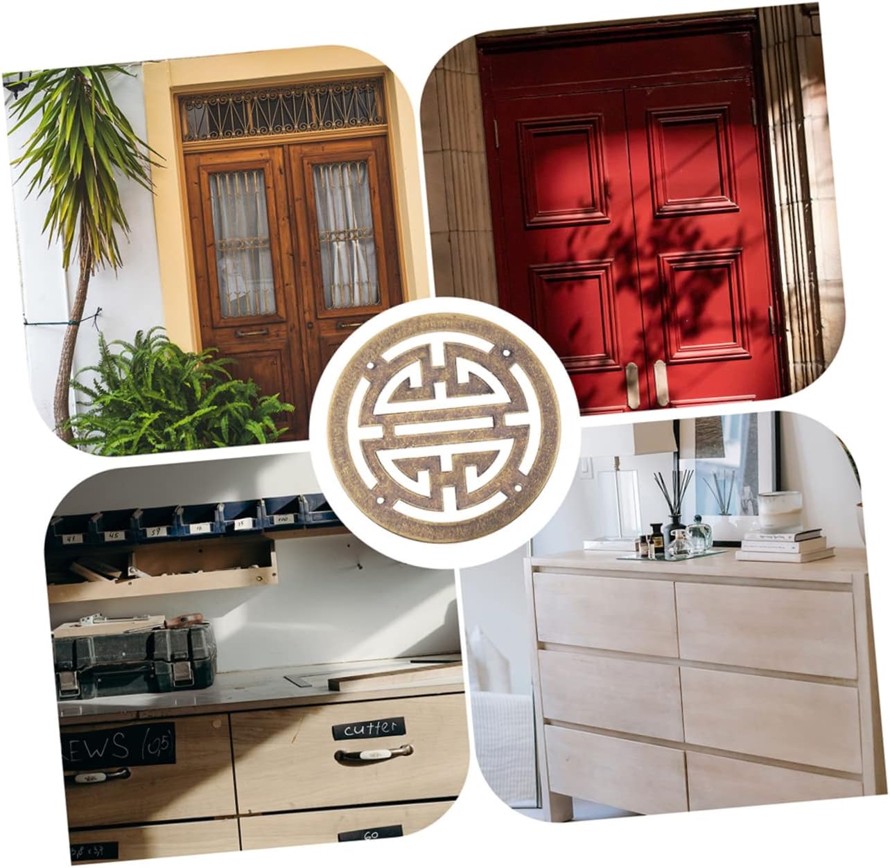Angoily Sets Wood Carving Ornaments Sturdy Brass Applique Decors for Furniture Pcs