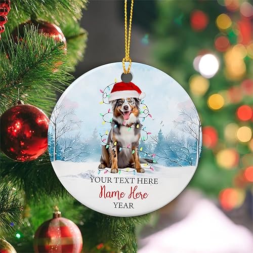 Vista 41 de Rottweiler - Adorno de cerámica personalizado para perro de Papá Noel, nombre y texto personalizados para mascotas, feliz para los amantes
