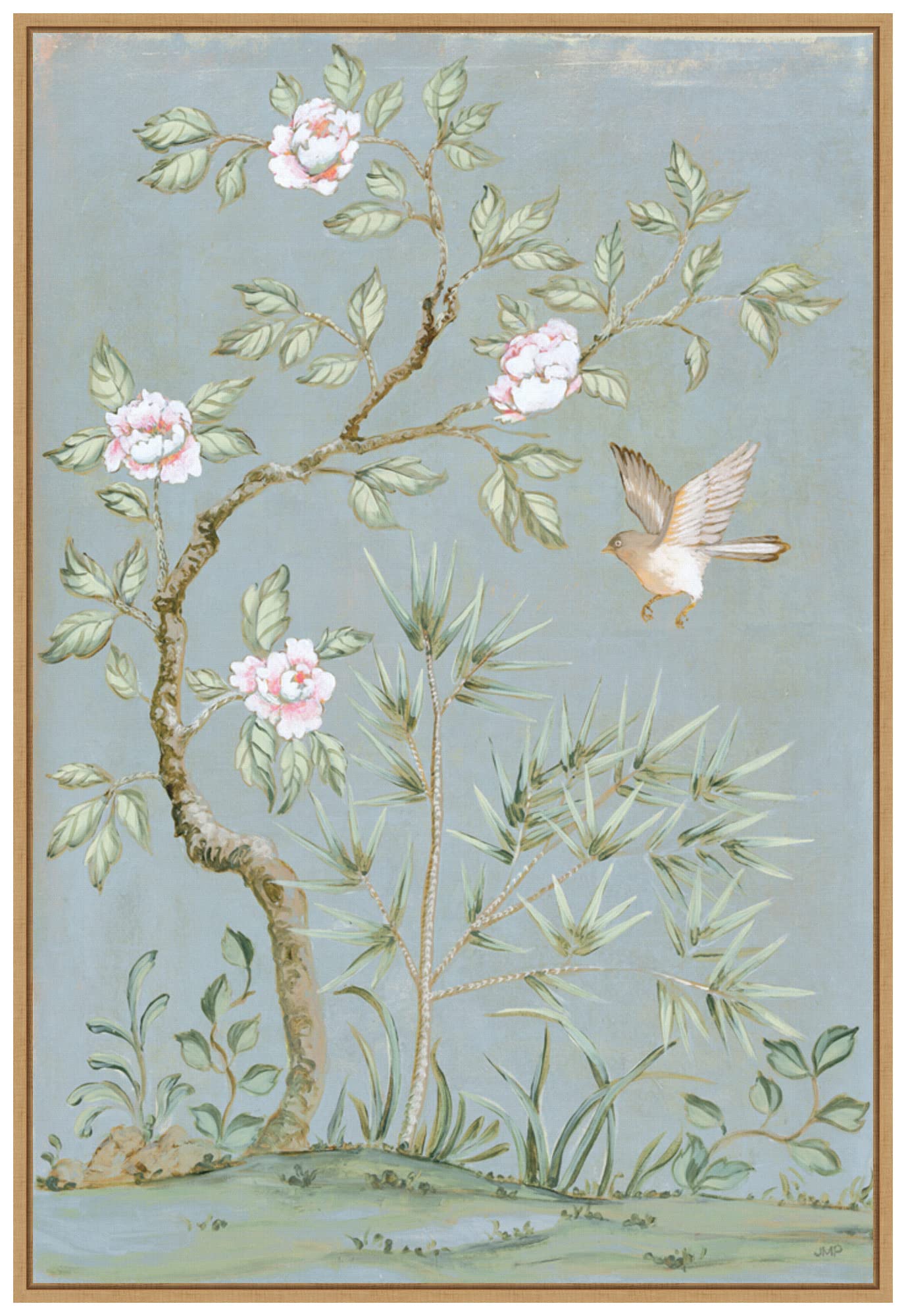 Amanti Art Framed Canvas Wall Art 33x23 Spring Flower Mural II Blue by Julia Purinton, Framed Wall Art Canvas, Flowers Artwork, Modern Decor, Large Poster Painting for Living Room, Bedroom, Bathroom,