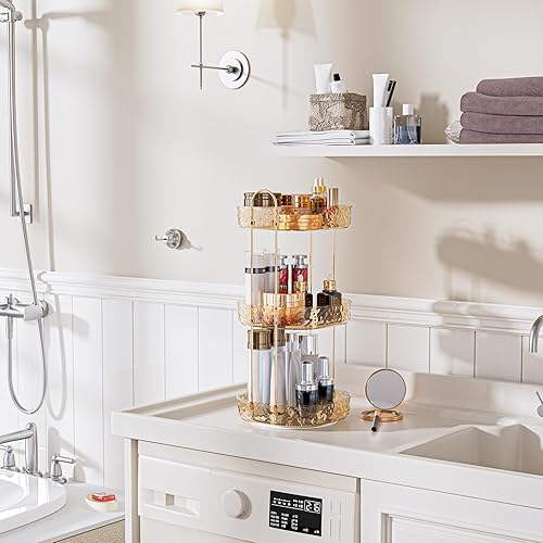 Miniatura 3 de ZHIAI Organizador de maquillaje giratorio de 360, estante giratorio de maquillaje para baño, gran capacidad, almacenamiento de cosméticos, estante