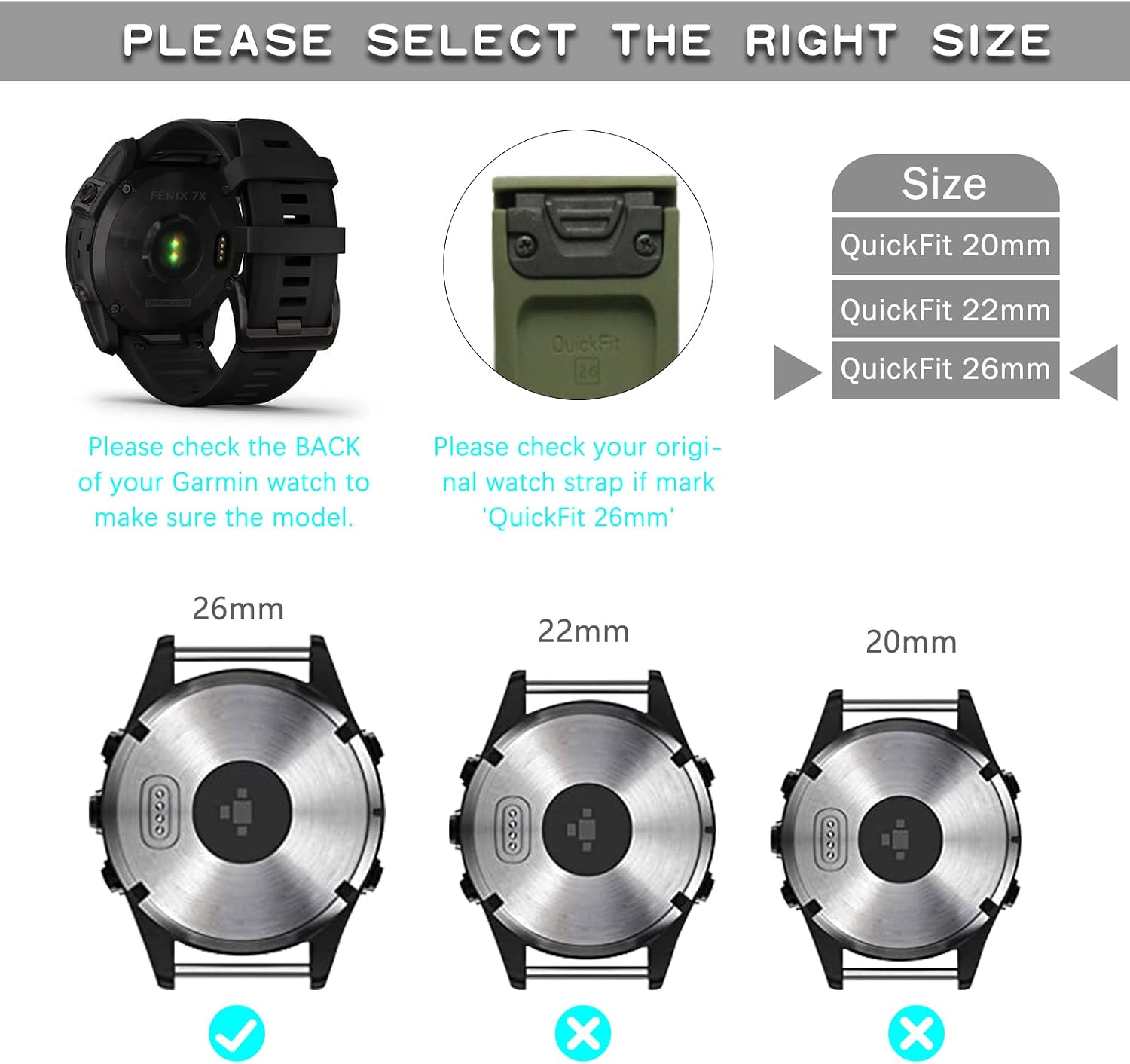 Silicone Band for Garmin Quatix 8/Tactix 8/Enduro 3/Fenix8 Pro 47mm 51mm/Fenix E/Epix 2/Marq Series/Approach S62 S60 Band Soft Breathable Replacement Strap (QuickFit 22mm/QuickFit 26mm)