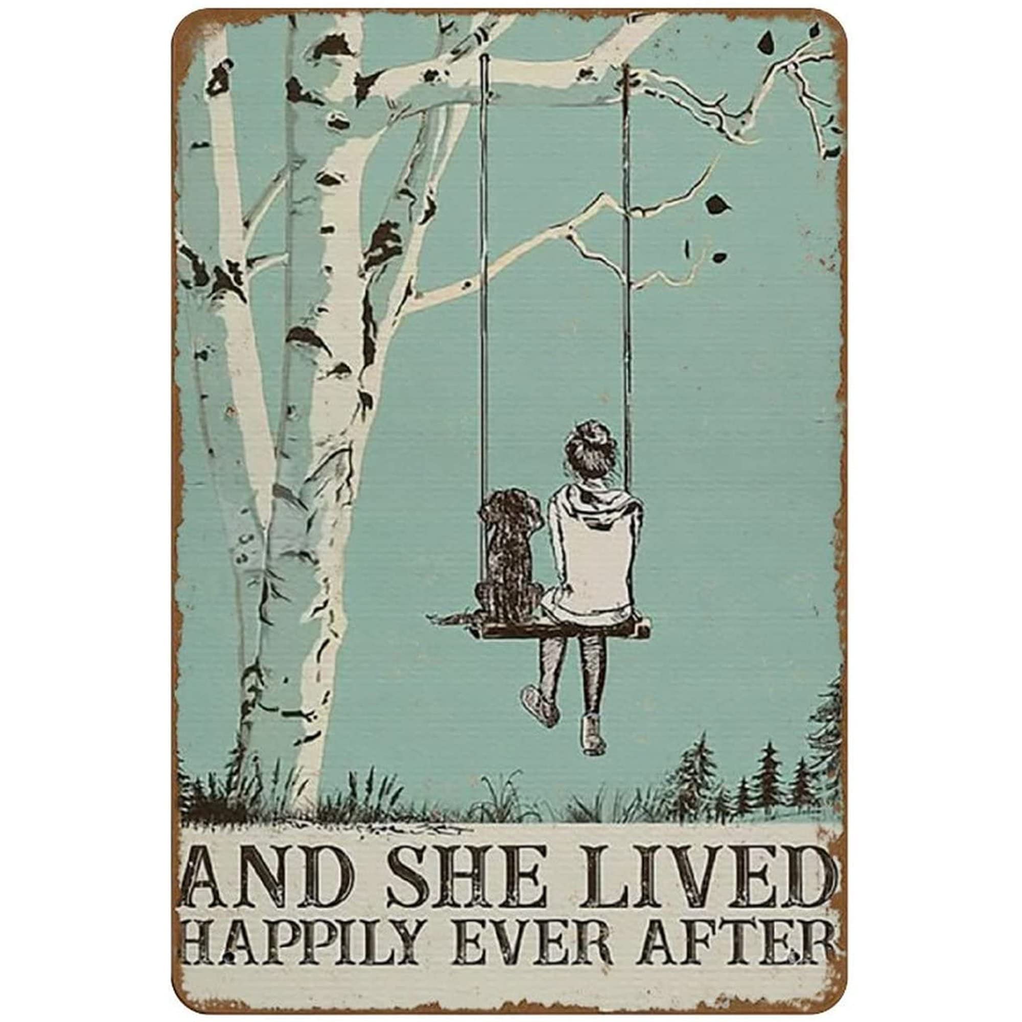 And She Lived Happily Ever After Metal Tin Sign Wall Art Home Decor Kitchen Poster Cafe Pub Plaque 8X12inch
