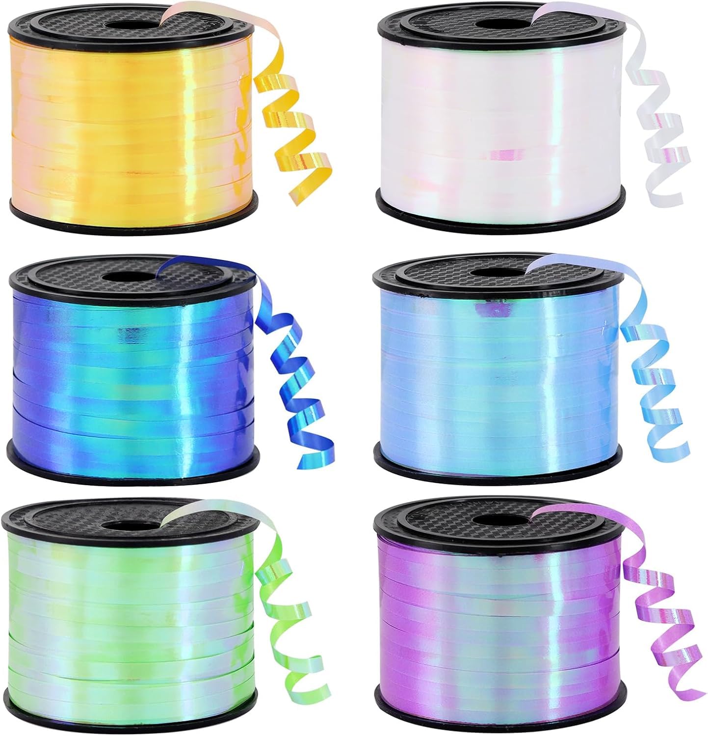 TONIFUL 6 Colors Iridescent Rainbow Curling Ribbon Balloon String for DIY