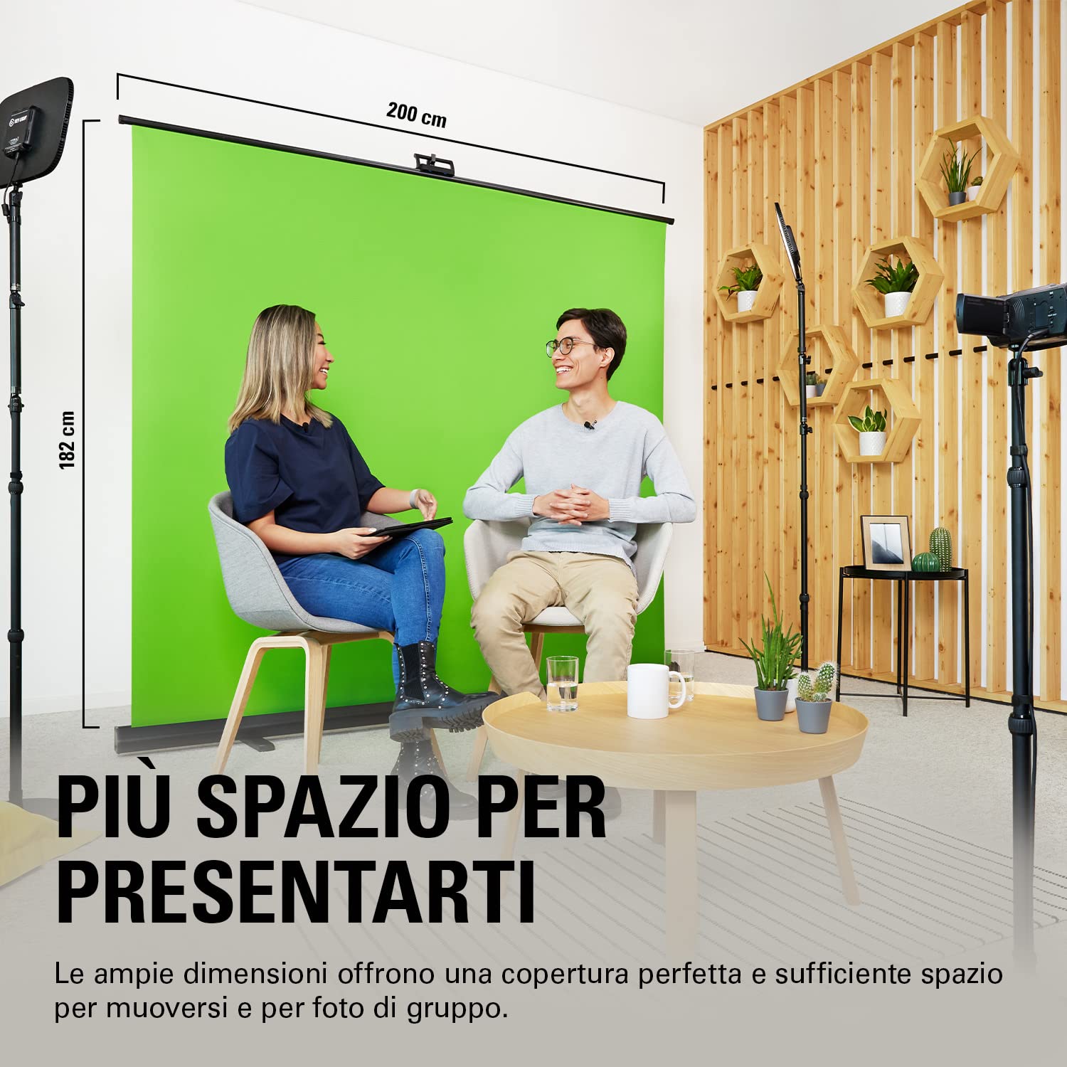 Elgato Green Screen XL - 2x1.82m pannello chroma key retrattile per streaming, videoconferenze, su Instagram, TikTok, Zoom, Teams, OBS