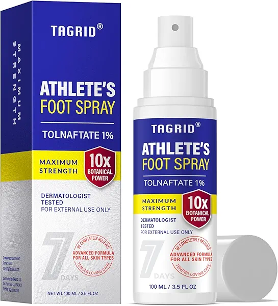 TAGRID Athletes Foot Treatment: Maximum Strength Antifungal Spray for Athletes Foot Fungus Jock Itch Ringworm Treatment for Humans - Anti Itch Spray for Itchy Skin Relief (3.5 Fl Oz (Pack of 1))