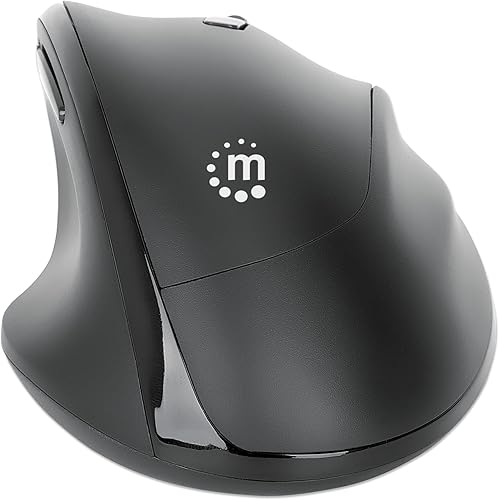 MANHATTAN Ratón ergonómico inalámbrico  RF de 2.4 GHz, 80012001600 dpi, seis botones con rueda de desplazamiento, adaptador receptor USB-A y USB-C 2