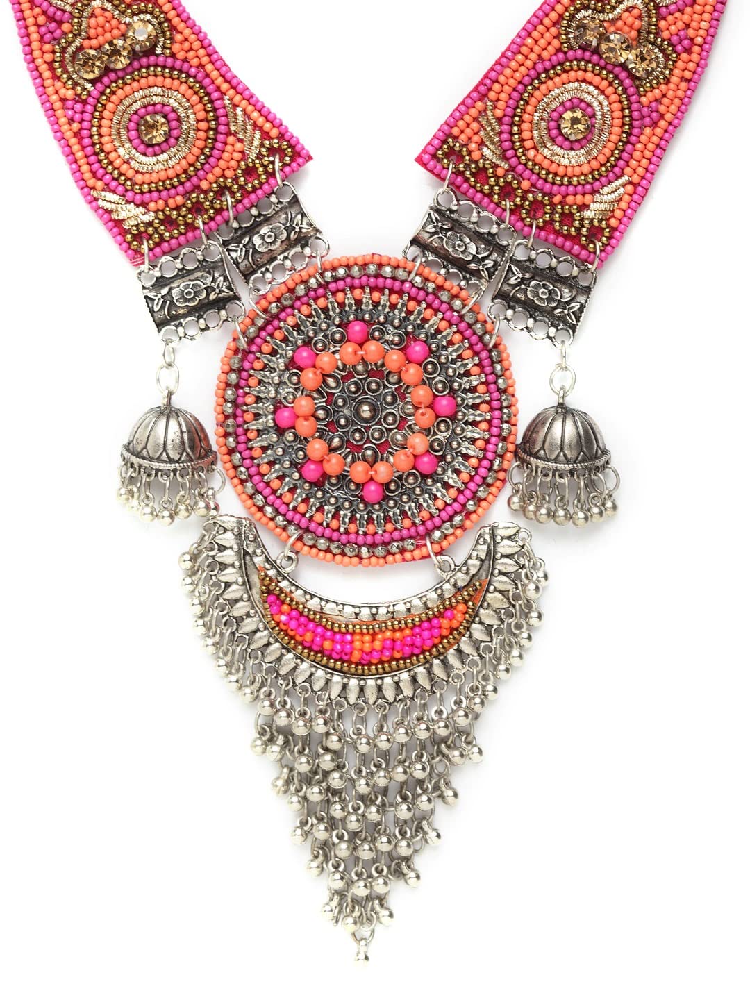 Traditional Fabric Oxidised Silver Beads Afghani Ethnic Fashion Bollyrood Choker Style Necklace Jewelry Women PINK (B0CX8RBH35) Amazon Price History, Amazon Price Tracker
