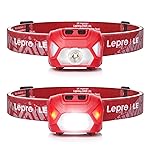 Lepro 320015 Battery Powered Headlamp - 1300Lux Super Bright LED Head Lamp with Red Light, IPX4 Waterproof Headlights for Outdoor Camping, Hiking, Hunting, Power Outages, Emergency, Hurricane - Red