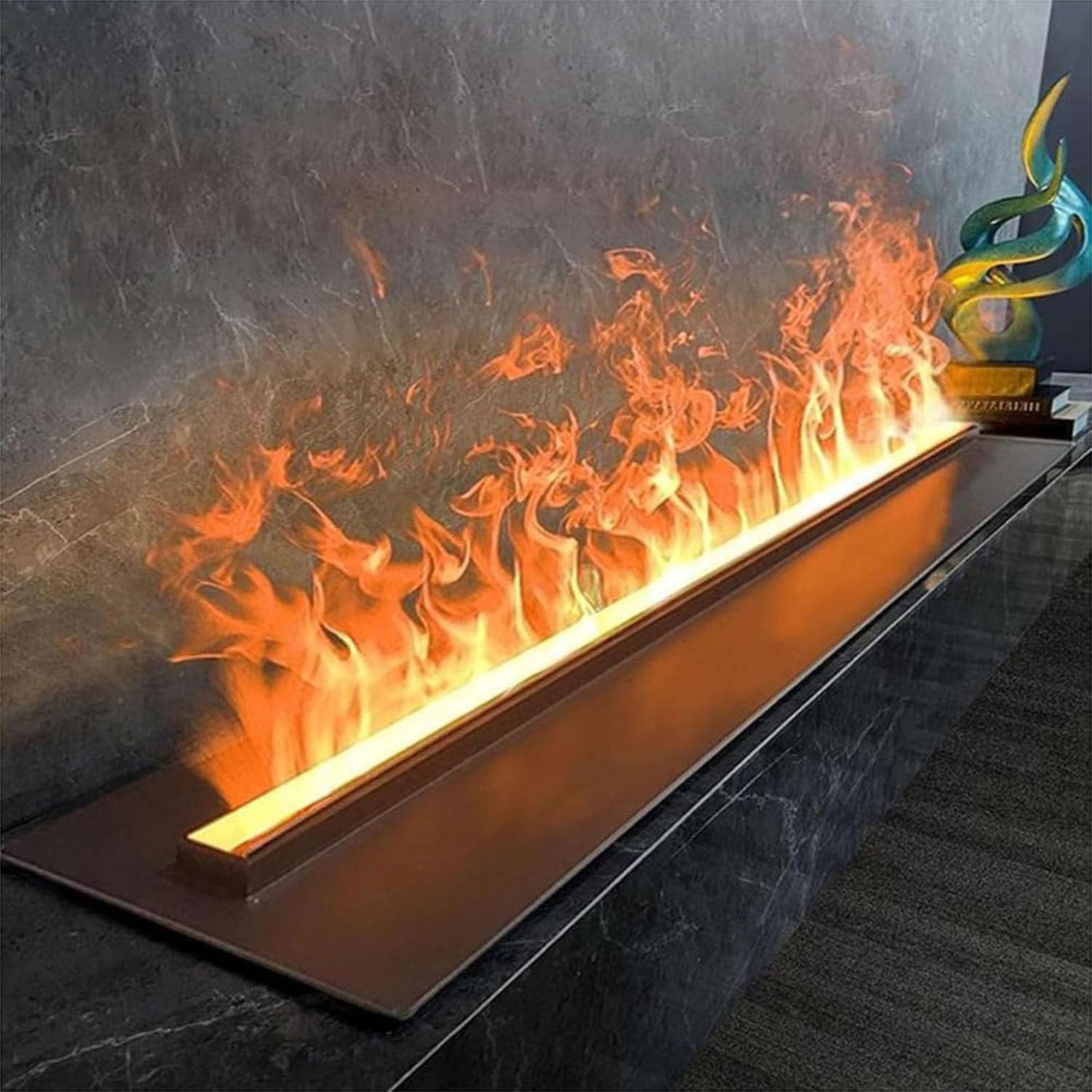 Wasserdampfkamin 3D ZerstäUbungsflamme Wasserdampf Kamin Automatische Manuelle BefüLlung Einbau Automatisch Mit Fernbedienung Und Touchpanel FüR Zuhause BüRo,01,50cm/19.7in