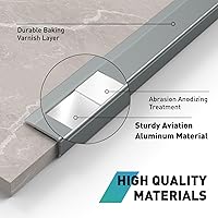 Vista 3 de Paquete de 20 molduras para bordes de azulejos, 12''x0.4'' despegar y pegar moldura de aluminio para salpicadero, revestimiento decorativo Gris mate