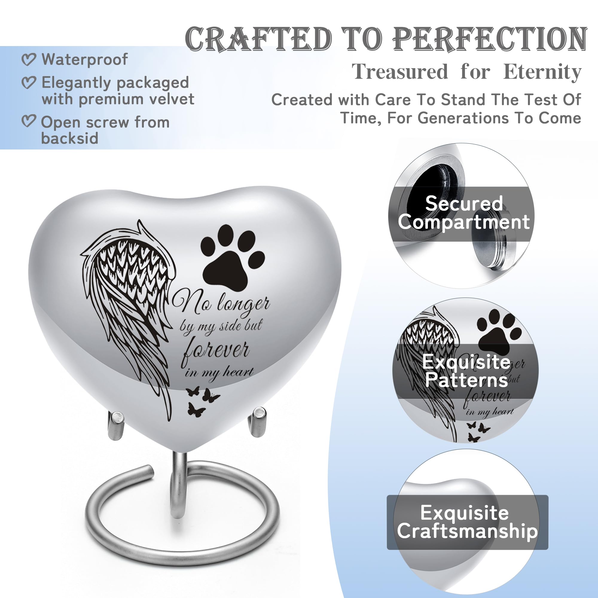 QGJNSGC Heart Shaped Urns for Human Ashes, Small Urns for Pet Ashes Heart Shaped Urn for Cat Dog Ashes Mini Urn - Image 3