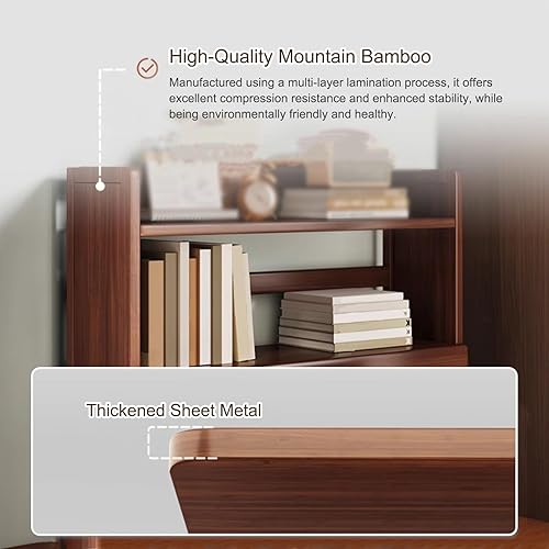 Miniatura 4 de JHDXL Organizador de escritorio para la parte superior del escritorio, gabinete de escritorio con deflector, estante de almacenamiento de escritorio