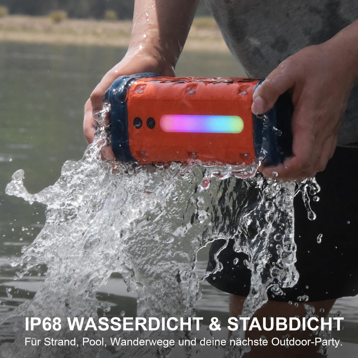 TRAVOR Magnet Bluetooth Lautsprecher aus Aluminium für Garage, Heimwerker | TWS & Bass Boost für Camper, Werkstatt & Baustelle IP68 gegen Regen, Staub & Schlamm 25 Std. Akku für Arbeit, Reise & Outdoor