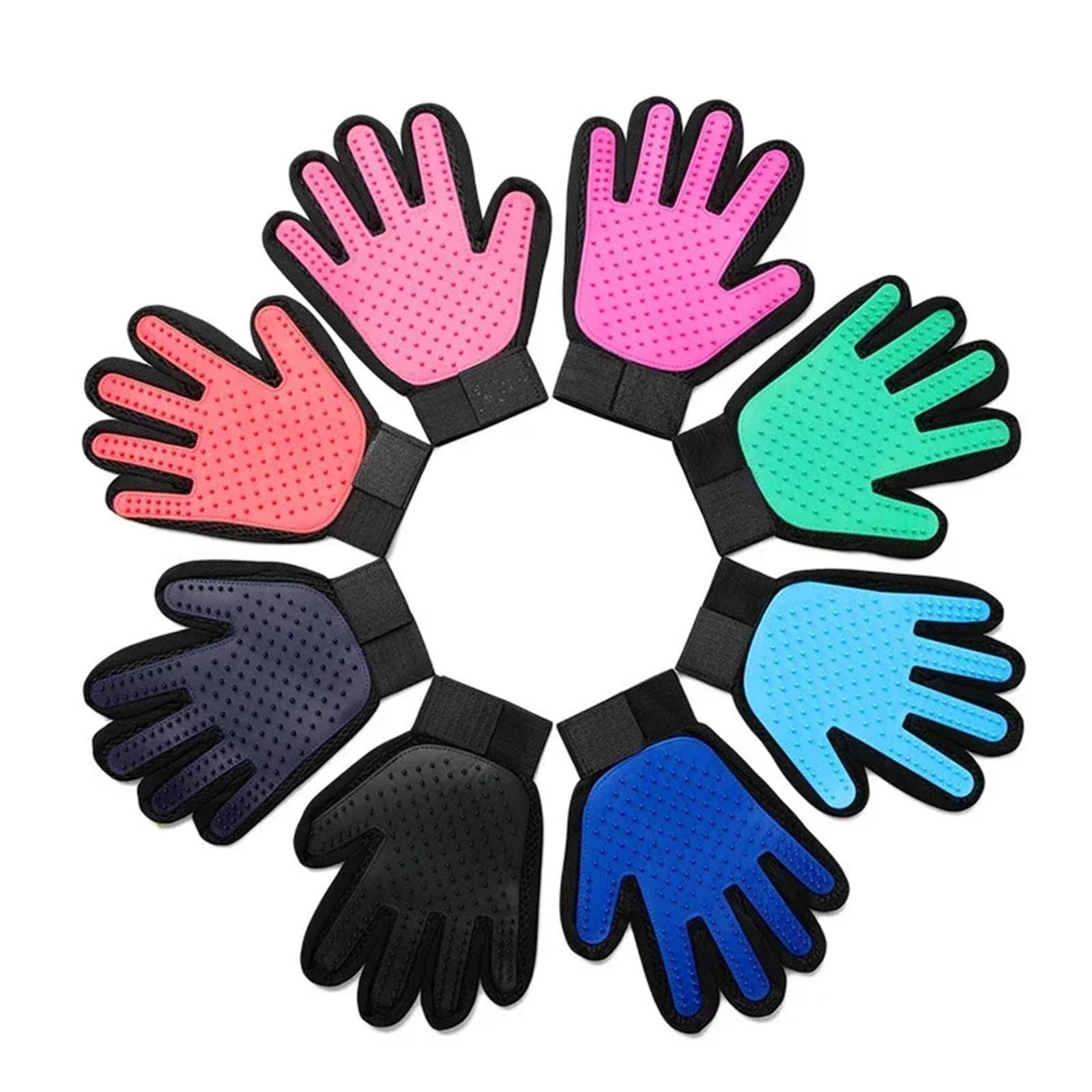Guantes de silicona para mascotas para perros y gatos, cepillo para el pelo y guantes de peine para baño (azul izquierdo, 1 unidad)