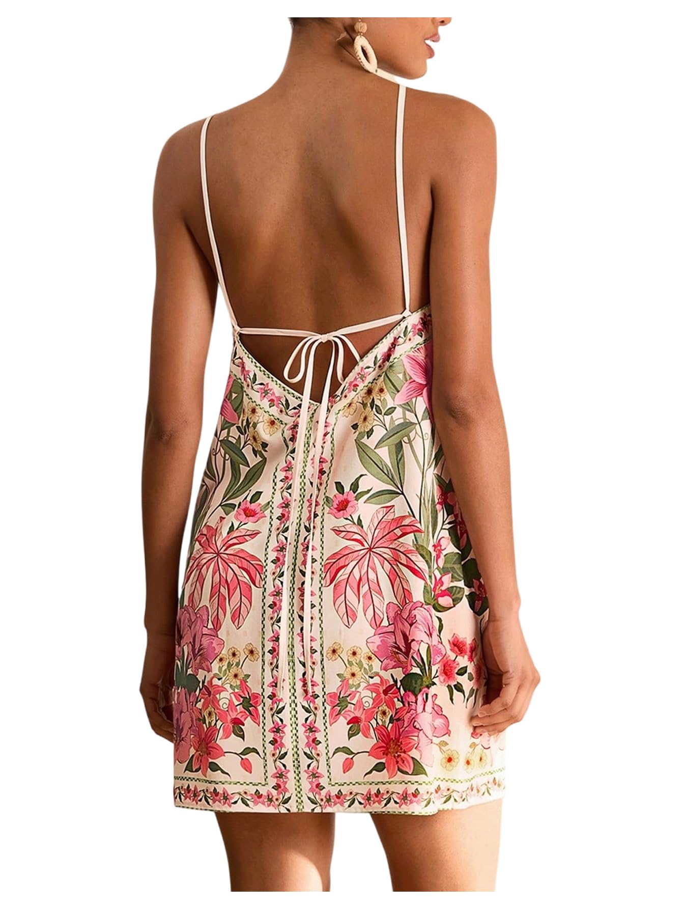 Women's Tropical Halter Short Dresses Summer Vacation Outfits