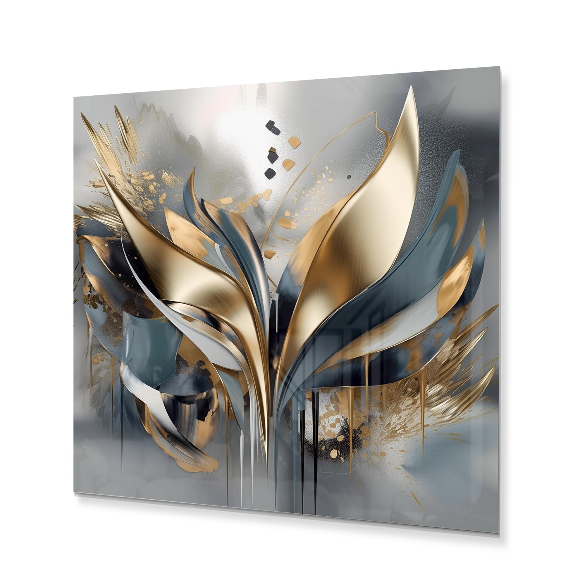 DesignQ Metal Art Wall Decor Abstract Harmony Shapes and Lines IV - Wall Art For Living Room, Wall Art Bedroom, Dining Room Wall Decor