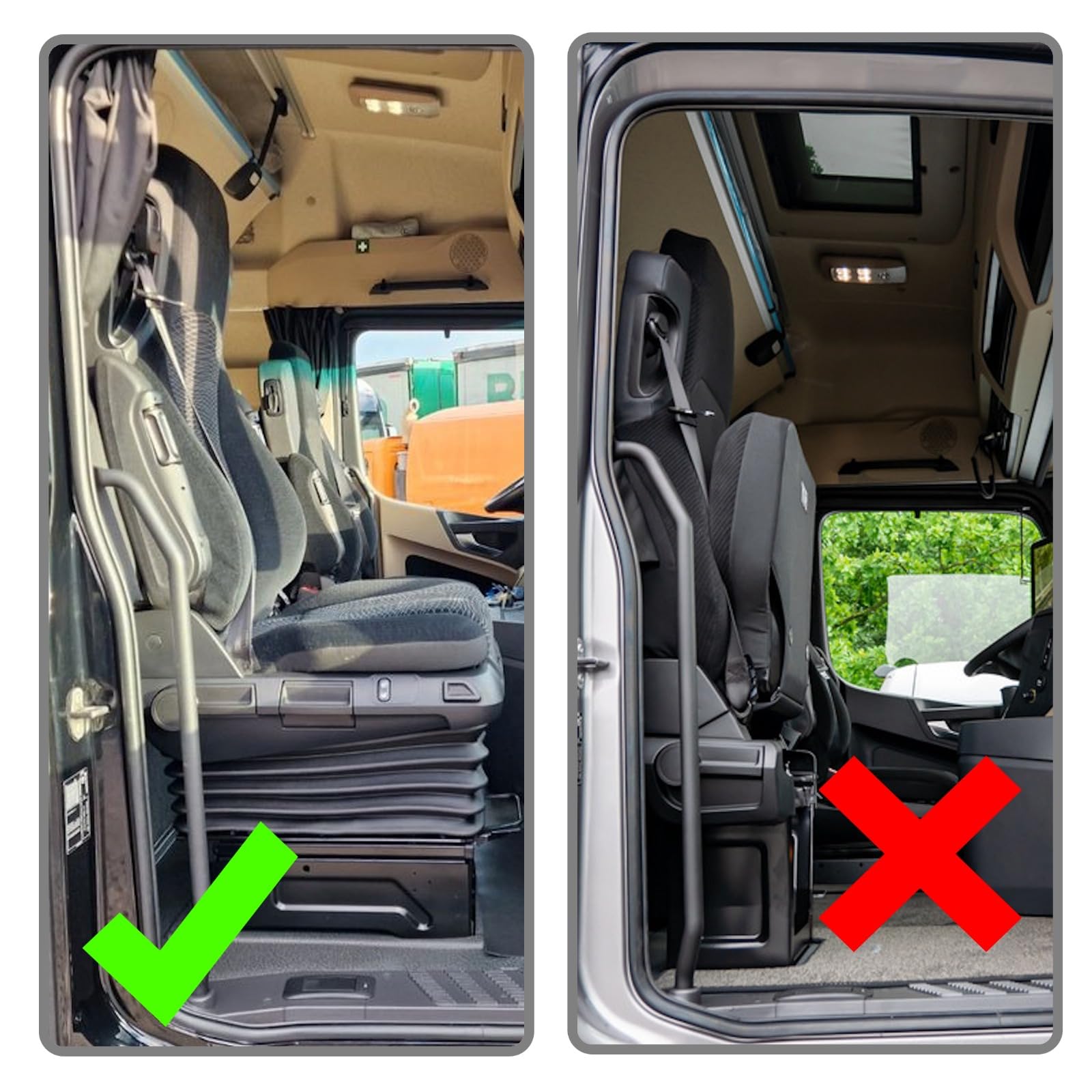 Alfombrilla de Coche para Cabina de Conductor de camión, Kit Compatible con Mercedes Actros MP4 MP5 MP6 (Negro, Hilo Rojo, Asiento del Pasajero Acolchado)