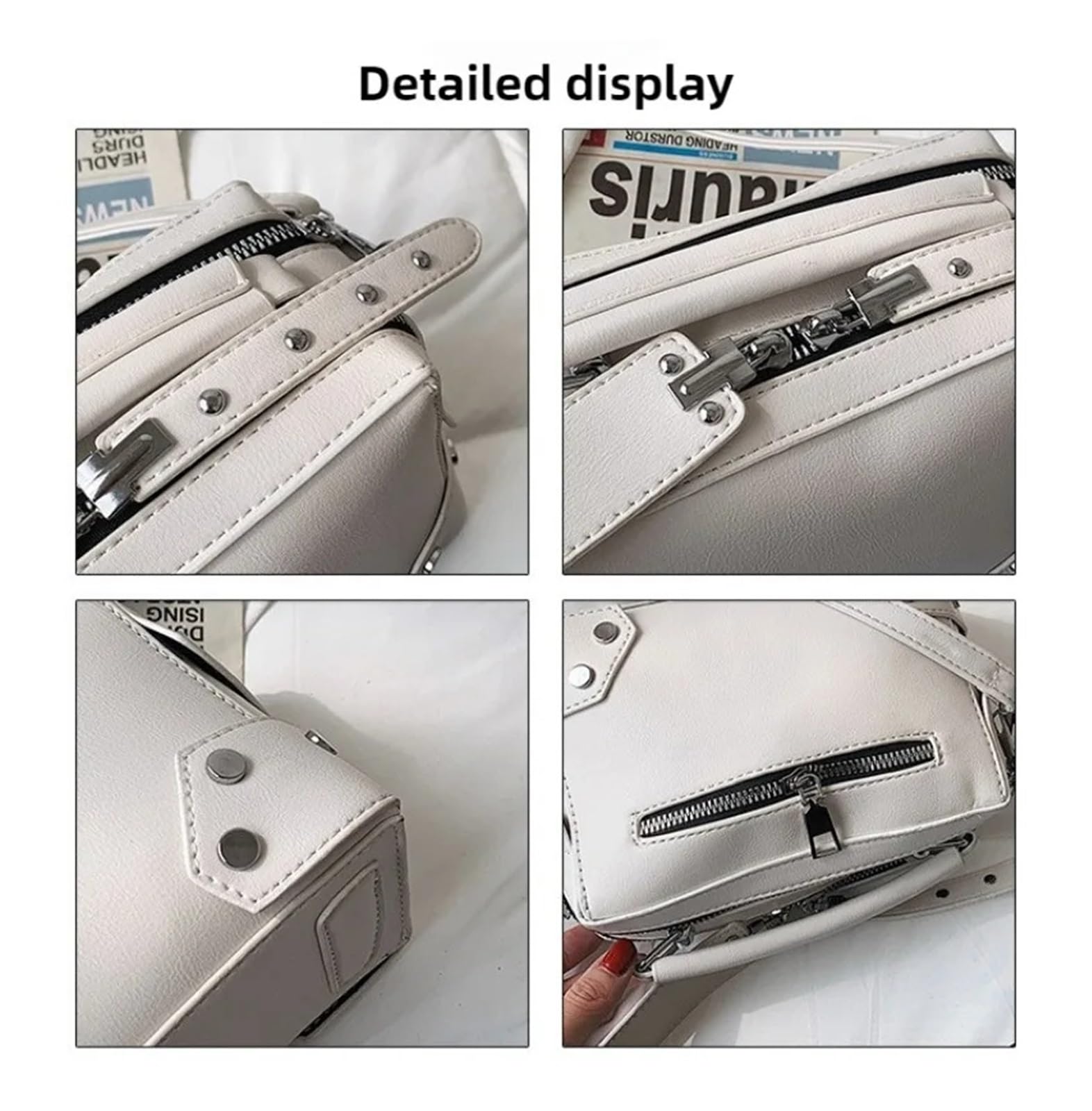 Nietentasche Damen-Umhängetasche, PU-Nieten, multifunktional, Umhängetasche, handverpackt, Make-up, einfarbig, klein, quadratisch