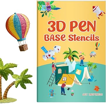 3D Printer Drawing Molds Paper Stencils for 3D Printing Pen,Reusable Graffiti Template,3D Pen Paper Stencils,22 Sheets 44 Patterns with PVC Transparent Board.Small