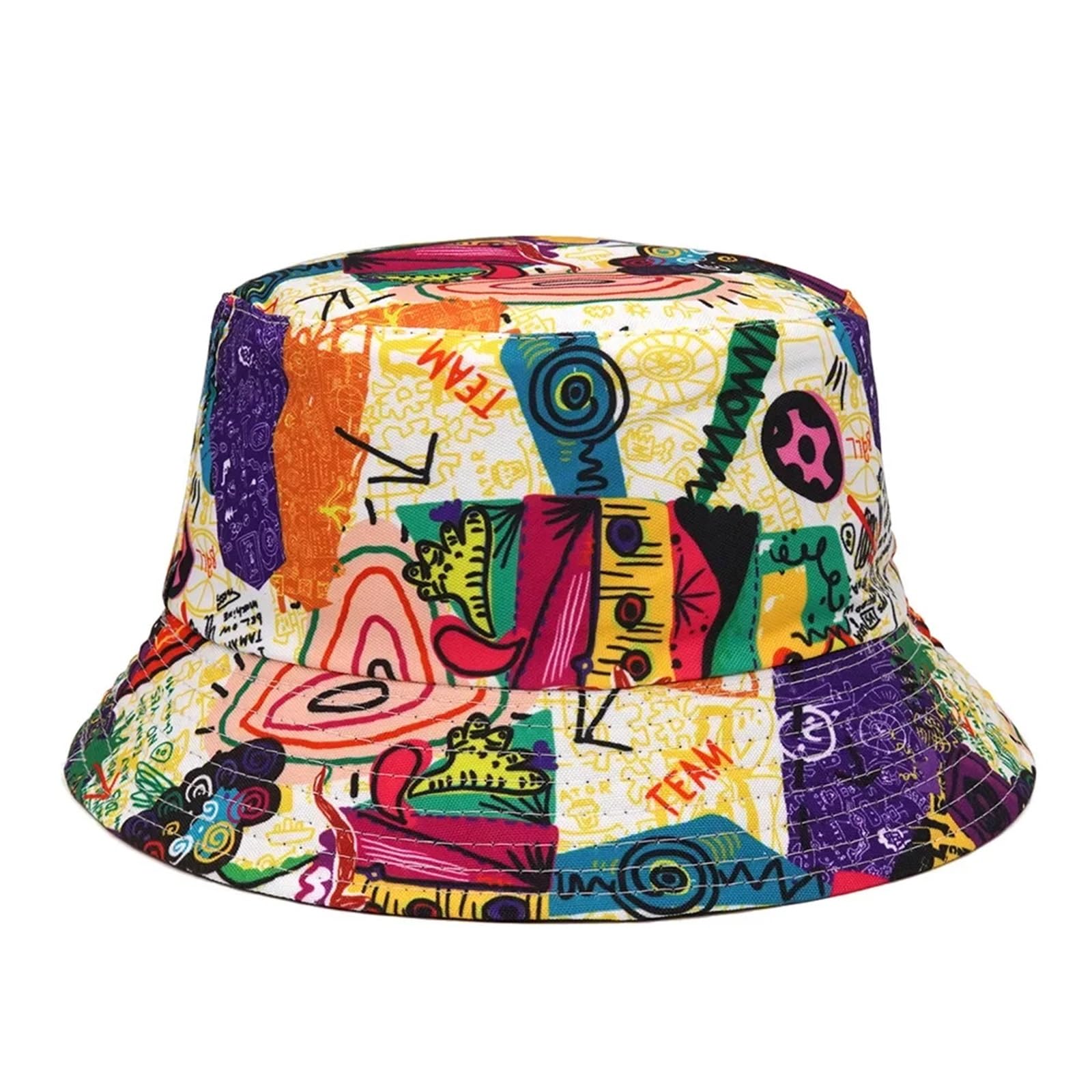 TRRYUIP Bucket Hat Bucket Hats Animal Letter Print Fisherman Hat Summer Sun For Women Men Reversible Fishing Cap(M262-2)