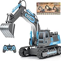 Vista 9 de DOUBLE E Excavadora de juguete con control remoto, juguetes de construcción, tractor, batería recargable, vehículos RC, camión eléctrico, caja