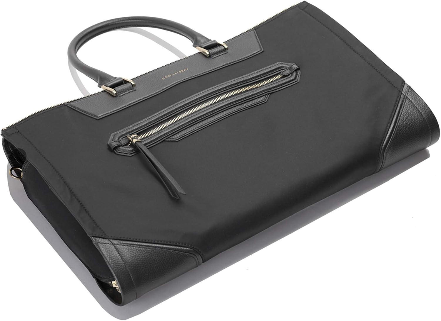 review Hook & Albert Women's Black Fabric Convertible Garment Weekender Bag With Gold Hardware