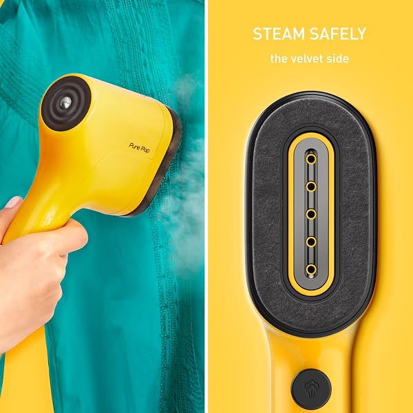 Tefal Pure Pop Slim Handheld Clothes Steamer, No Ironing Board Needed, Ready to Use in 15 Seconds, 70ml Detachable Water Tank, Travel Iron, Garment Steamer, Yellow, DT2026 - 4