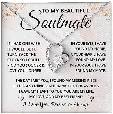 To My Wife Necklace From Husband, Soulmate Necklace For Wife Anniversary, Birthday Gifts From Husband, Jewelry Gifts For Soulmate, Forever Love Knot Necklaces With Heartfelt Message & Elegant Box