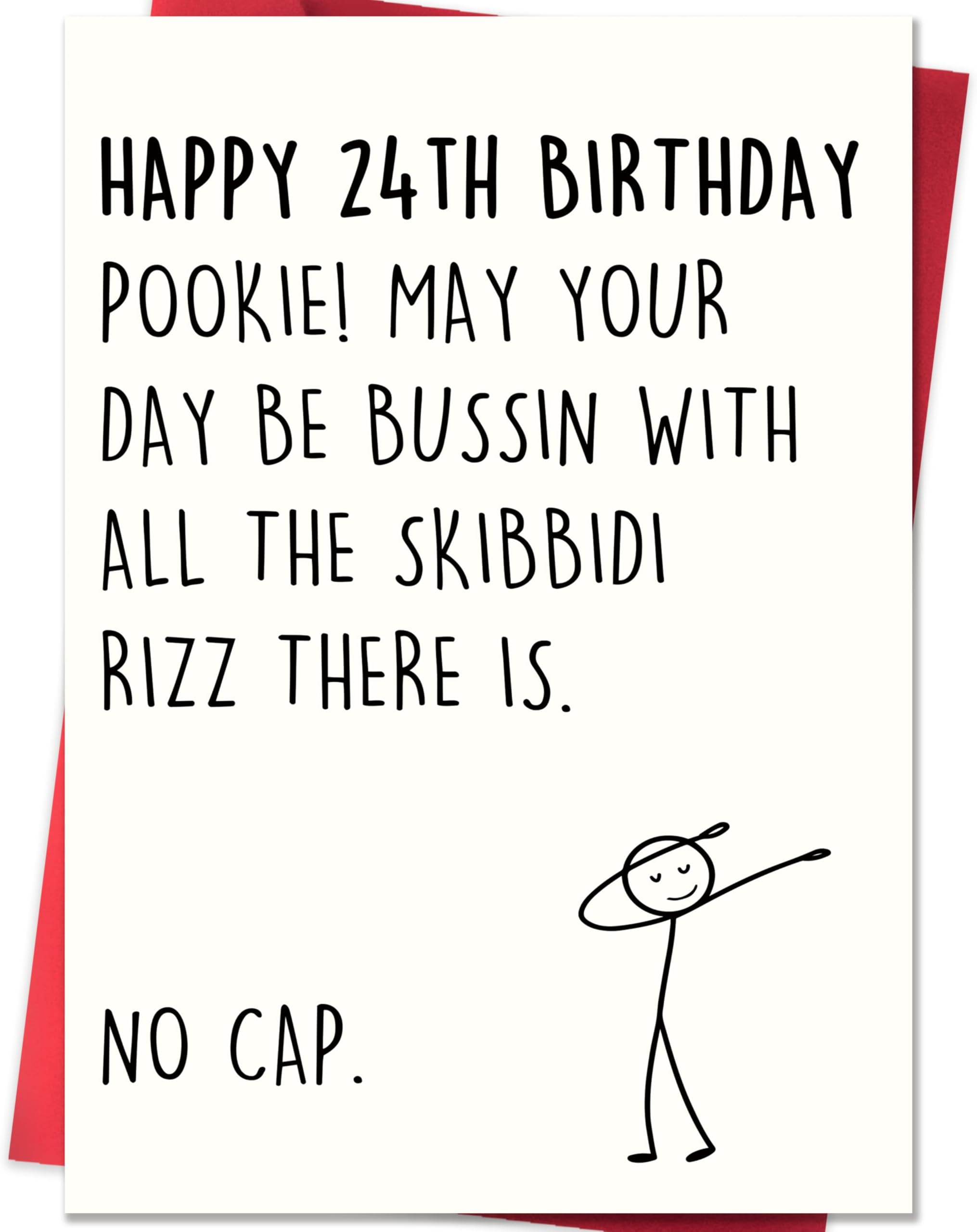 24th Birthday Card,24th Birthday Decorations & Gifts for Men Women Daughter Son Boyfriend Girlfriend Coworker Friend,Funny 24 Year Old Birthday Gifts with Gen Z Slang Meme-Inspired Design