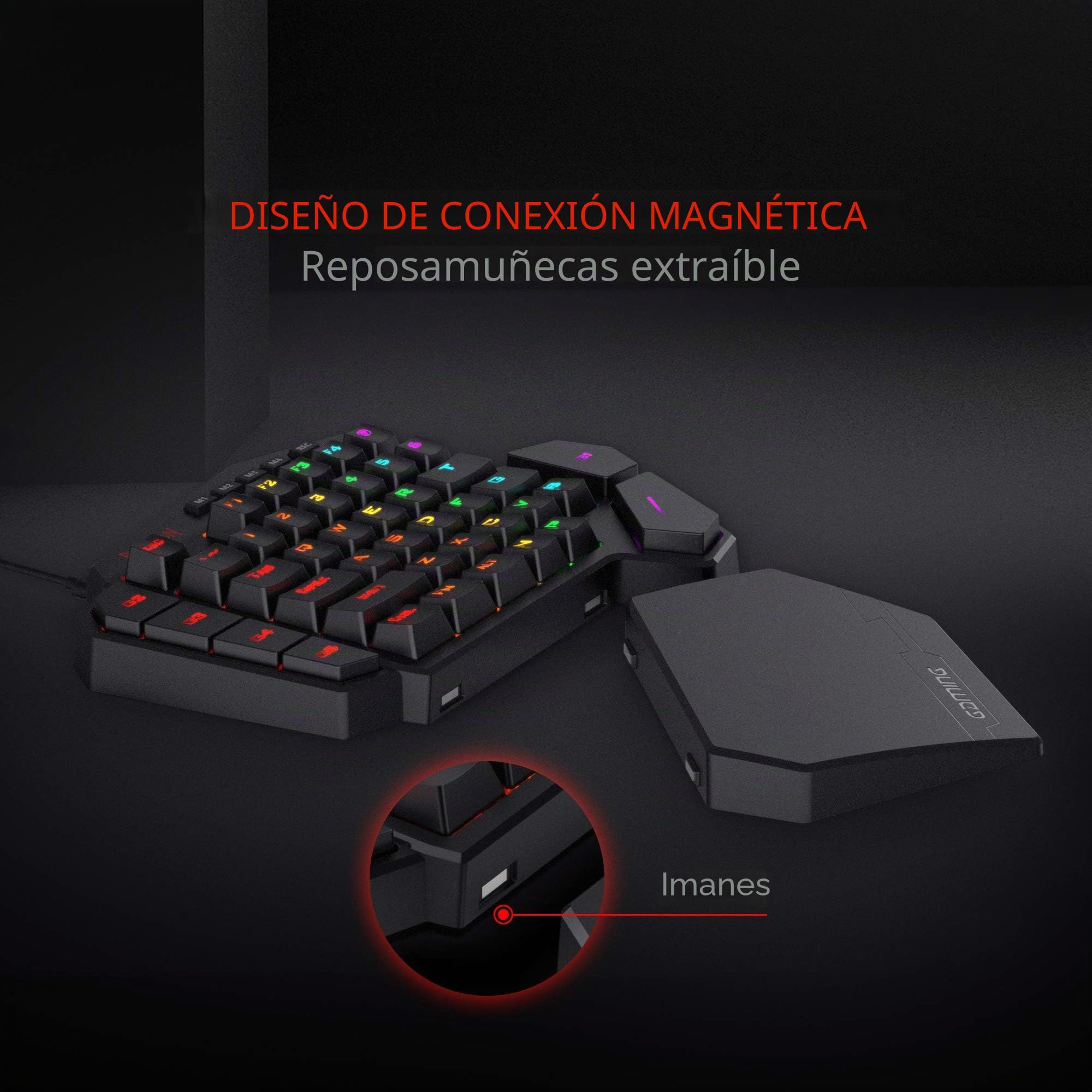 Redragon K585 DITI Teclado mecánico RGB para Juegos con una Sola Mano, 42 Teclas Tipo C, Teclado Profesional para Juegos con Enchufe Intercambiable en Caliente Mejorado, 7 Teclas Macro, US Layout