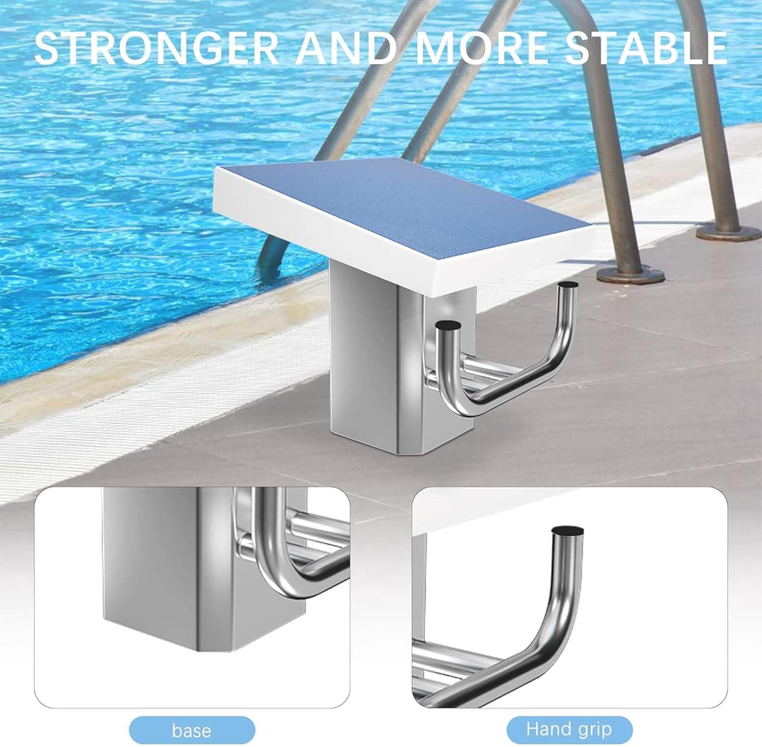 Swimming Pool Special Diving Platform, Diving Board with Stainless Steel Base, Anti Slip Inclined at 10°Load Diving Platform Equipment (50 * 50 * 45cm)