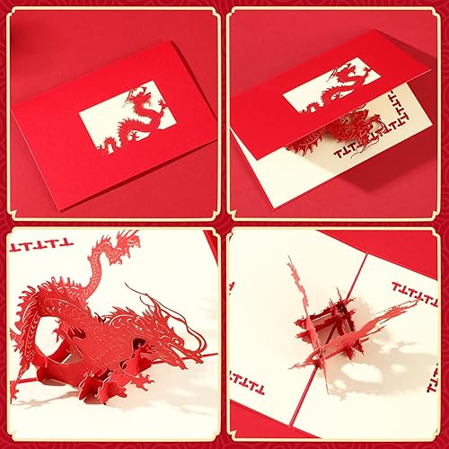 Miniatura 3 de 6 tarjetas desplegables de dragón, tarjetas de cumpleaños de dragón para hombres, mujeres, niños, tarjetas de agradecimiento para marido con sobre,
