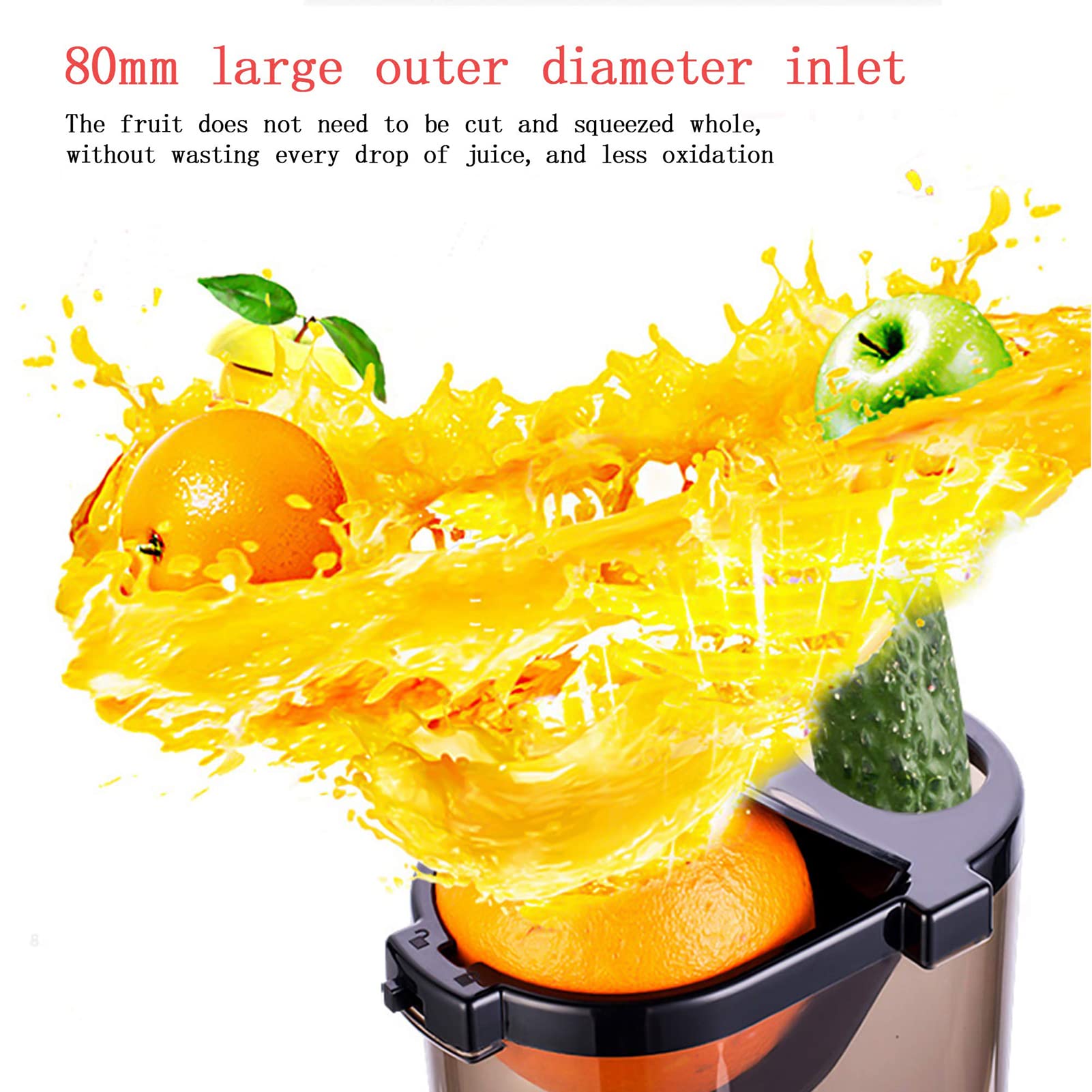 Macchine per spremiagrumi, Estrattore di succo di frutta e verdura, Spremiagrumi a freddo a masticazione lenta per tutta la frutta e la verdura, Spremiagrumi a freddo con motore silenzio