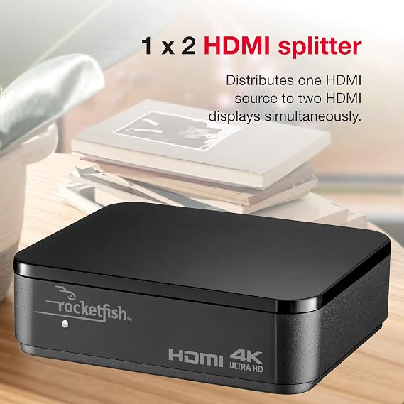 Rocketfish 2-Output HDMI Splitter with 4K at 60Hz and HDR Pass-Through