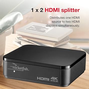 Rocketfish 2-Output HDMI Splitter with 4K at 60Hz and HDR Pass-Through