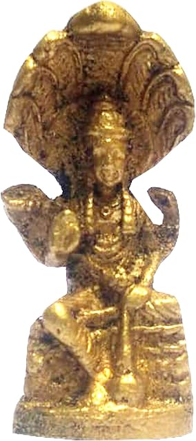 Purpledip Rare Miniature Brass Idol Vishnu: Unique Collectible Gold Finish Statue (11904)
