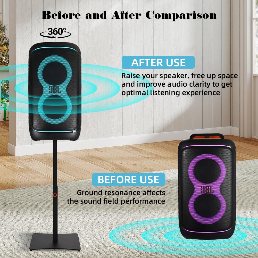 Support Enceinte Robuste pour JBL PartyBox 520/310/110/100, Acier Résistant, Hauteur Ajustable, Rotation 360°, Base Antidérapante, pour PartyBox Club 120/Stage 320 – 1 Pièce (Support Seul)