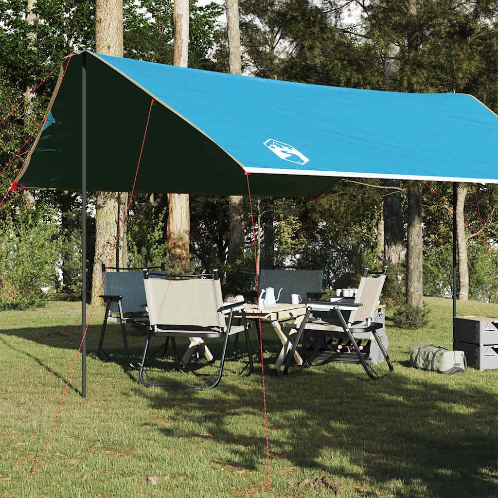Tarp Olivgrün 462x306x wasserdichte Campingplane mit PU-Beschichtung, 185T Polyester, inklusive Tragetasche und Stangen, vielseitig als Regenschutz und Windschutz für Outdoor