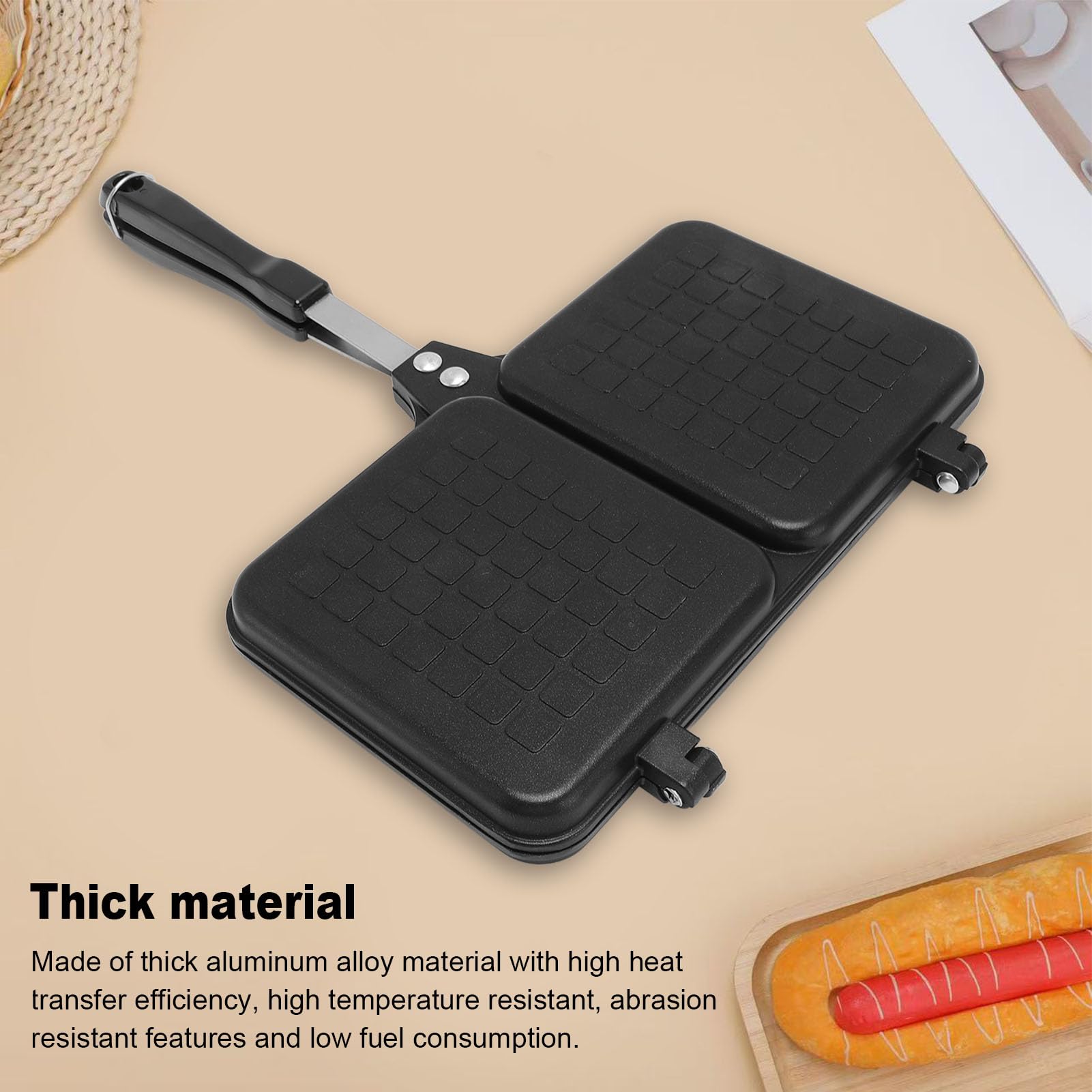 Grilled Panini Press, Double Sided Non Stick Sandwiches Maker Aluminum Alloy Flip Cheese Maker Frying Pan For Home Outdoor Camping 6