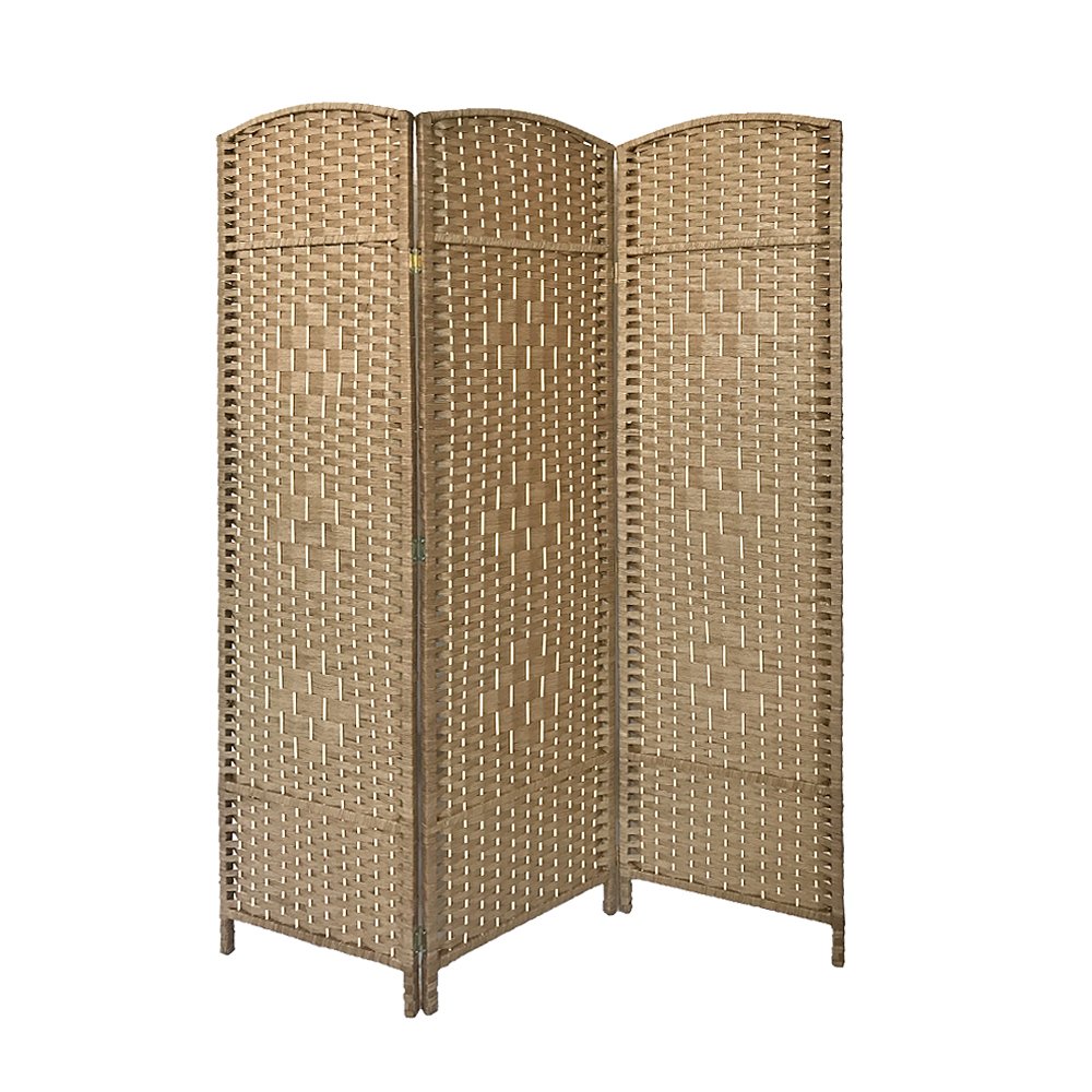 Panana 3 Panel Room Divider, Freestanding Partition Wooden Screen Folding Privacy Portable (natural
