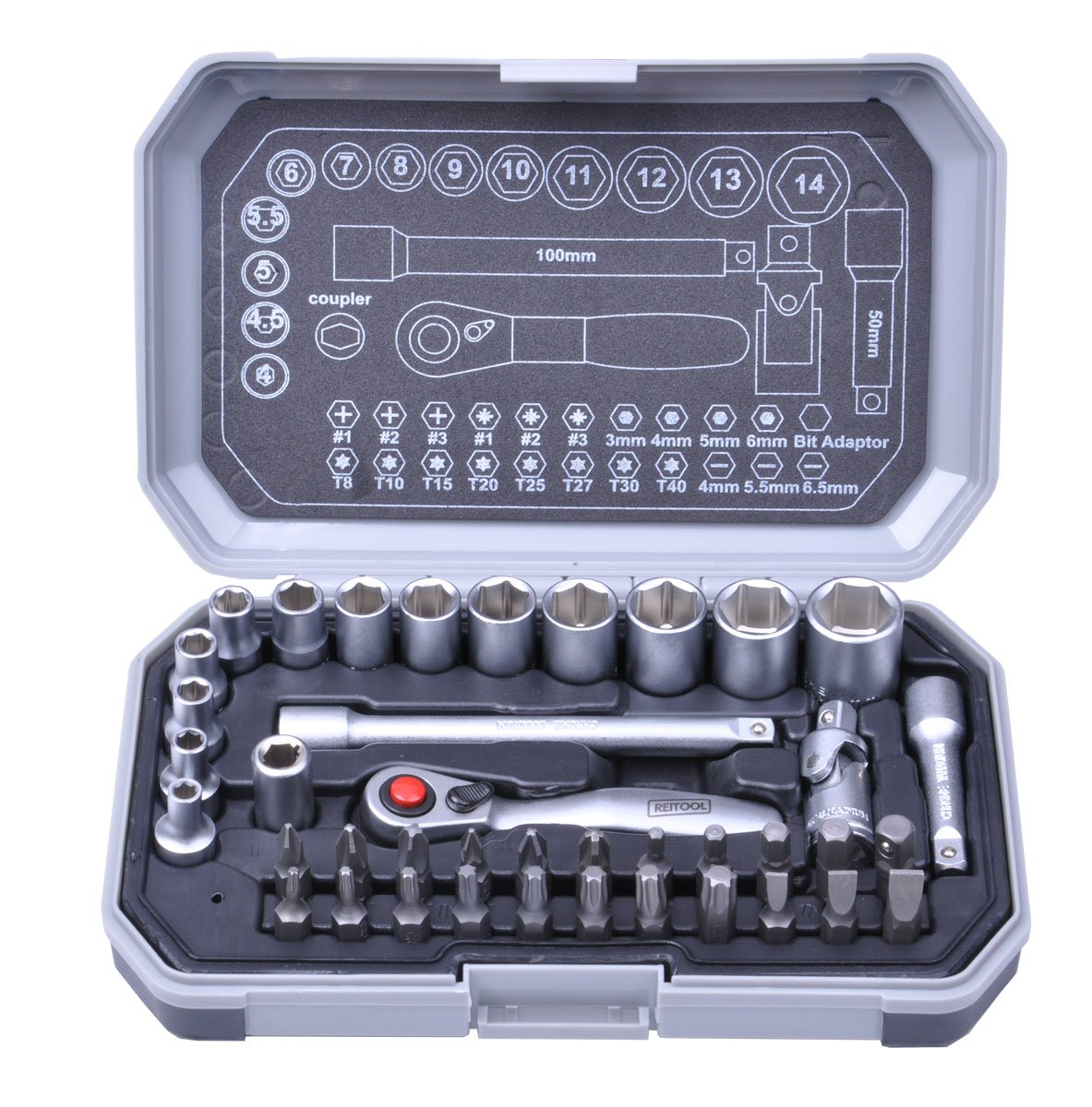 reitool 00684 Series Hexagonal Socket Wrench, Grey