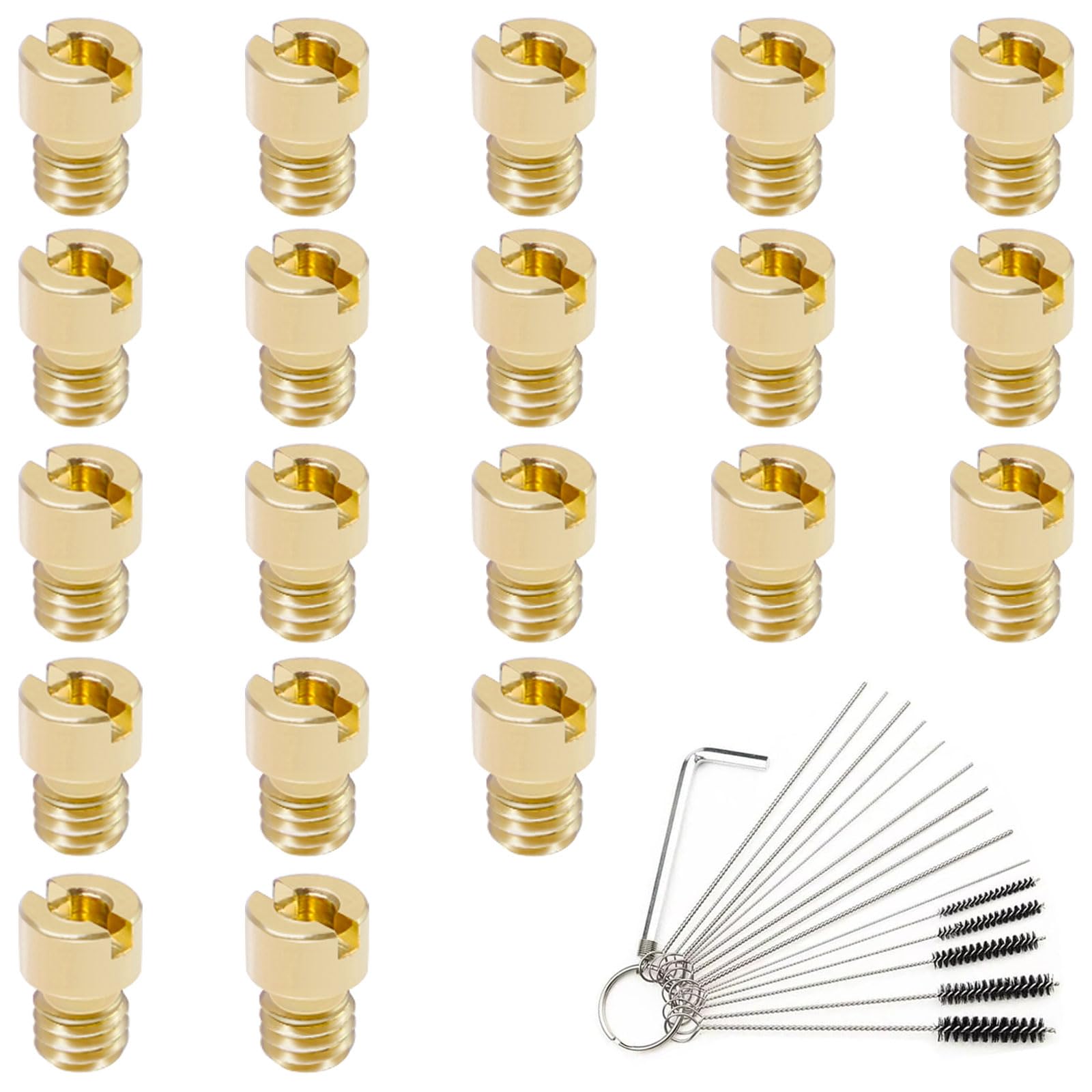 20 Piezas M4 Boquilla Principal de Carburador con 15 Agujas de Limpieza Boquillas Principales de 4 mm 50-72,75-98 M4 Kit de Surtidores de Carburador para GY6 50cc 139QMB Scooter Carb PZ19