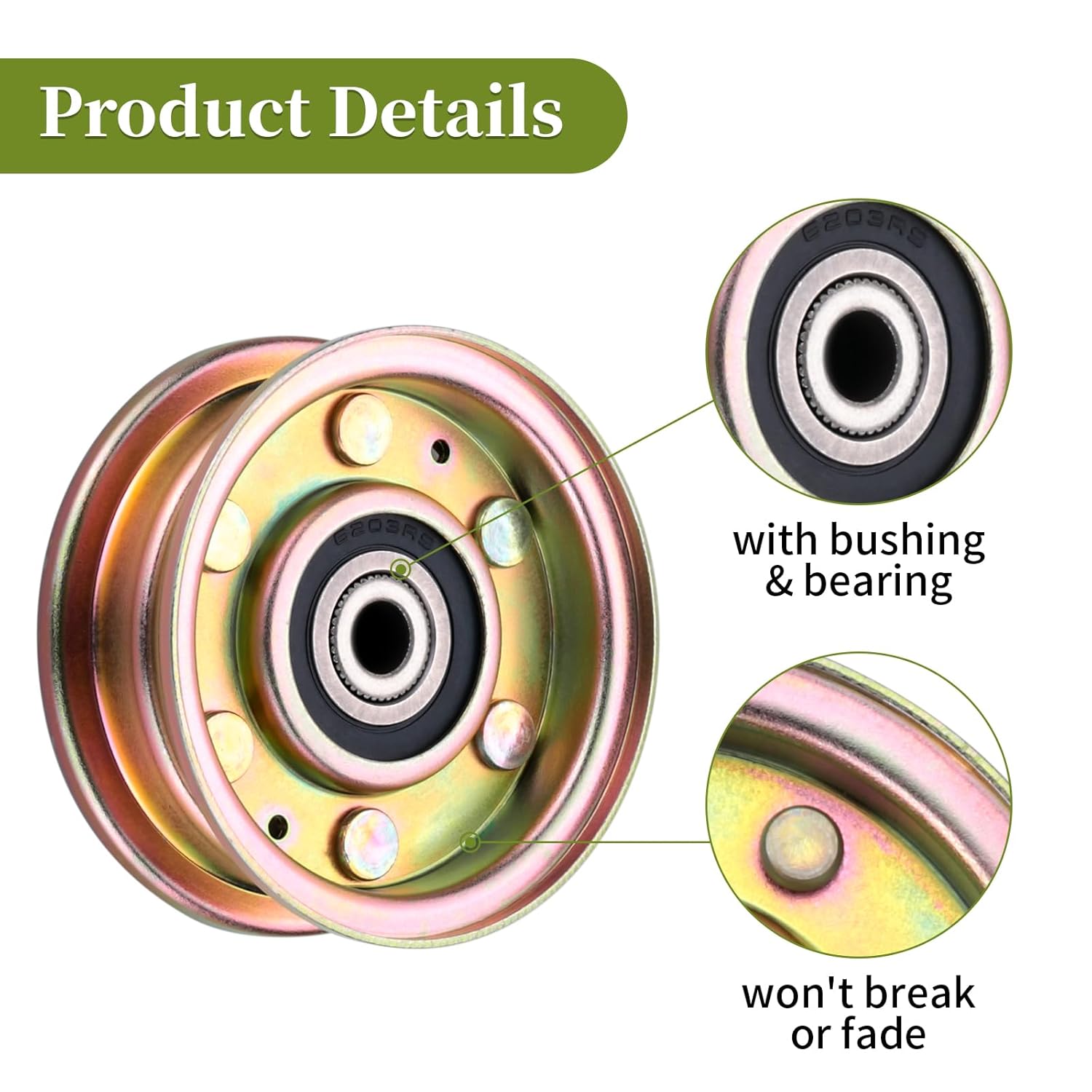 Replacement 756-04224 Idler Pulley- 756-0981 756-0981A 756-0981B Flat Idler Pulley Compatible with Cub Cad et LT1042 LTX1040 LT2000, Troy-Bilt, MTD Lawn Mower, Snow Blower, 2 Pack