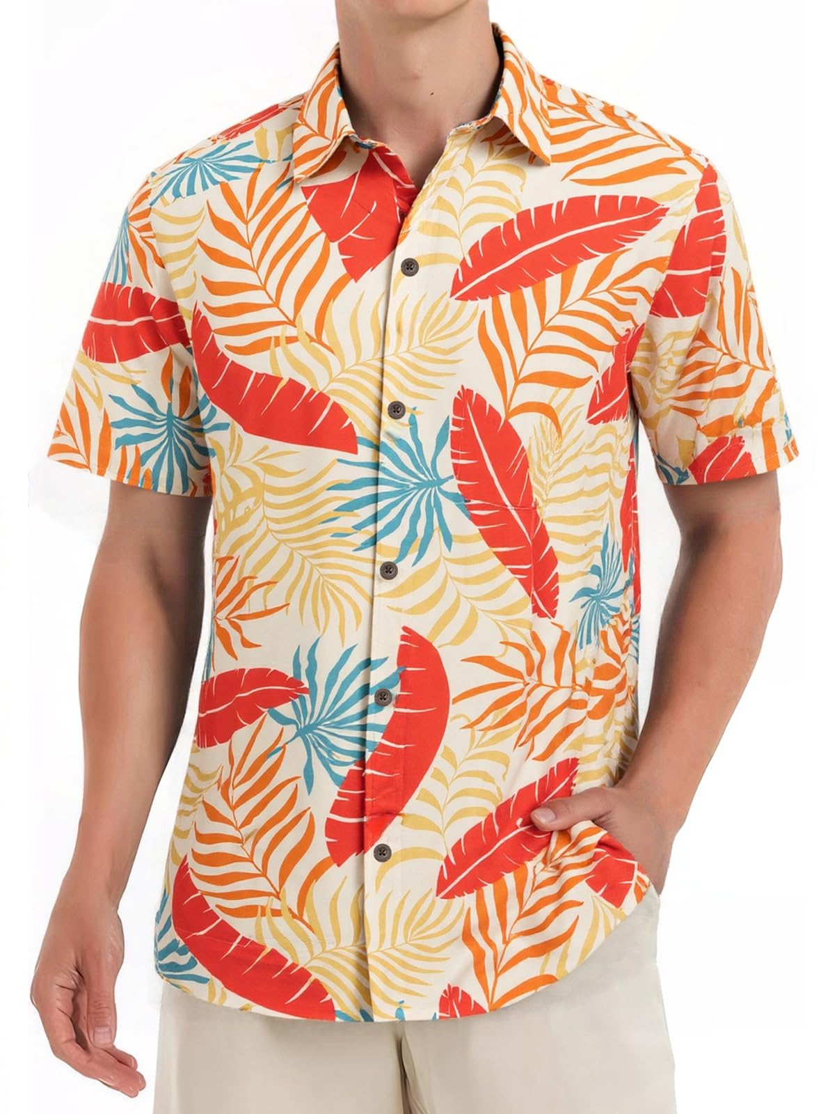 Mens Silk Hawaiian Shirt Short Sleeve