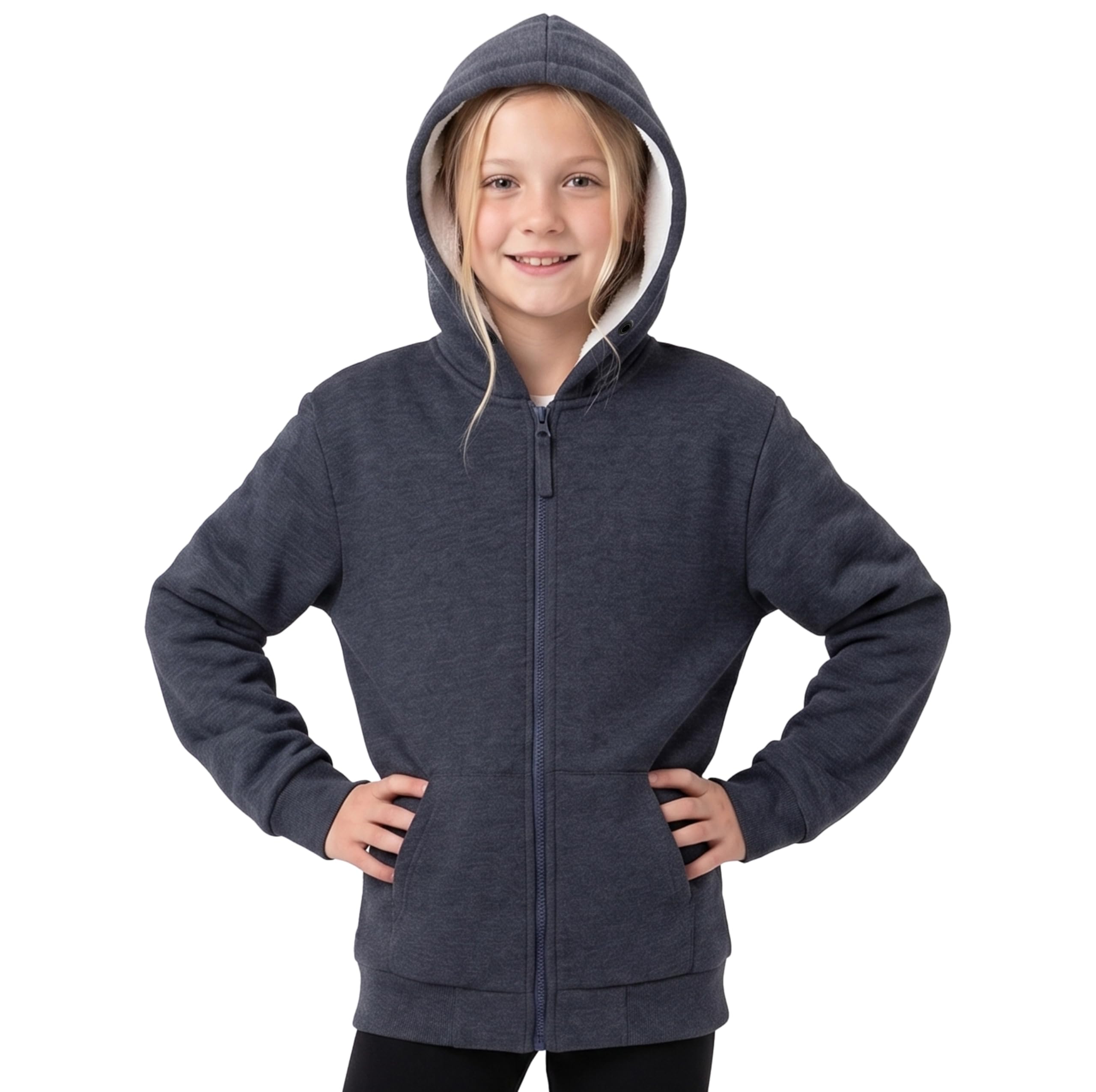 CityComfort Fleece Lined Hoodie for Kids Teenagers - Zip Hoodie 5-15 Years Warm Cosy Outerwear Full Zip Loungewear - Gifts for Kids (Navy, 5-6 Years)