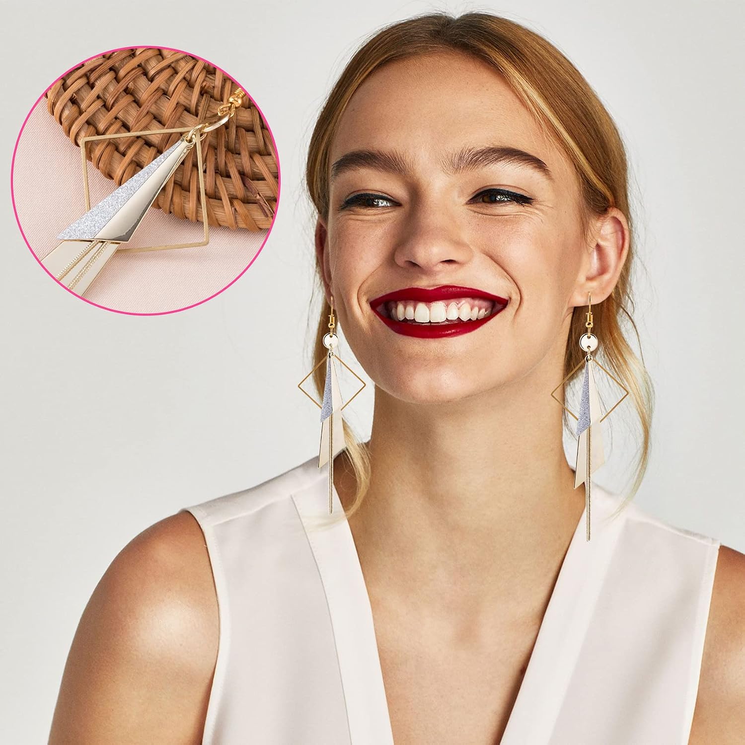 PAGOW 96Pcs Beading Hoops for Jewelry Making, Hypoallergenic Teardrop Square Round Triangular Earrings Beading Hoop Bulk for DIY Crafts Accessories Supplies (Silver + Gold)